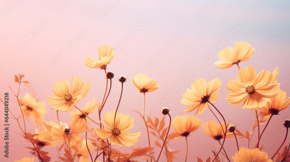 Blurred of peach fuzz color flowers with bokeh soft blur in the pastel vintage retro tone for background. Valentine or wedding invitation card Blurred of peach fuzz color flowers with bokeh soft blur in the pastel vintage retro tone for background. Valentine or wedding invitation card