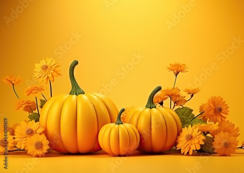 pumpkins in the yellow background for halloween background