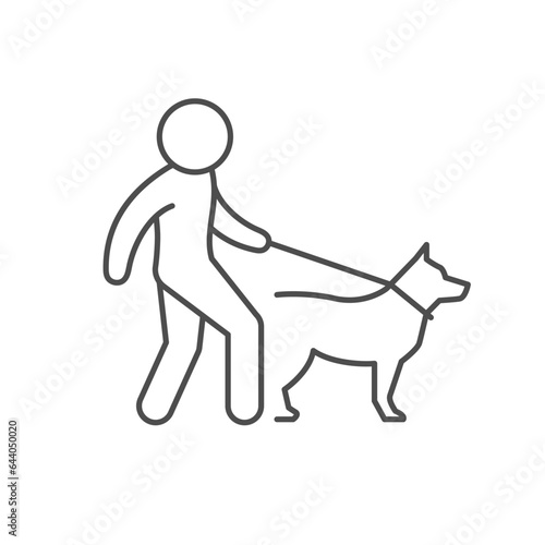 Person with dog line outline icon