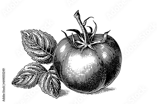 Tomato hand drawn ink sketch. Engraving vintage style vector illustration.