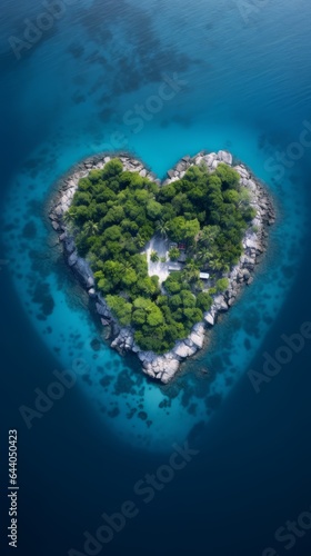 A heart shaped island in the middle of the ocean
