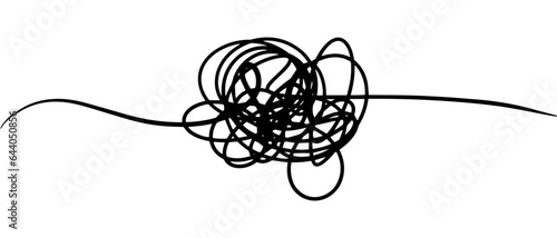 Symbol of complicated way with scribbled round element, Vector illustration.