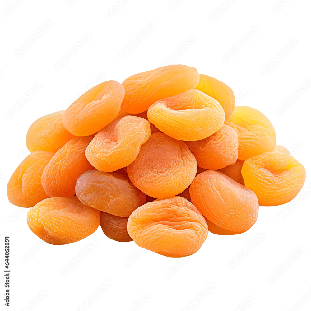 Close-up photo of dried apricots isolated on a white background Close-up photo of dried apricots isolated on a white background