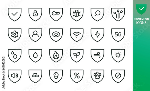 Protection isolated icons set.