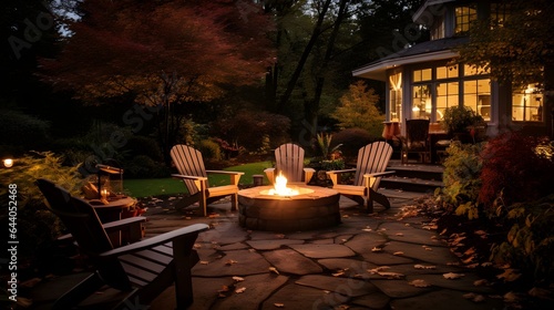 Outdoor fire pit in the backyard, on a late summer 