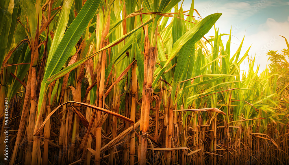 Obraz premium Sugarcane Field in Warm, Tropical Setting