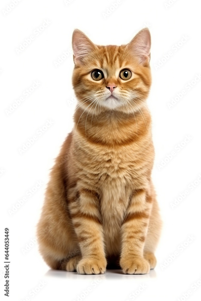 Cute cat sitting on white backdground. Generative AI Cute cat sitting on white backdground. Generative AI