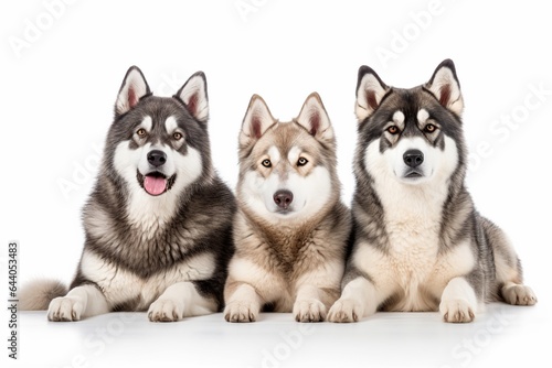 Cute three dogs isolated on white background. Generative AI