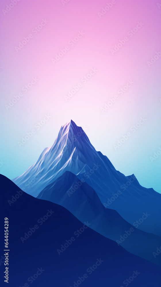 minimalist mountain peak in purple lights
