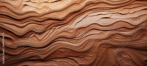 Wood art background - Abstract closeup of detailed organic brown wooden waving waves wall texture banner wall