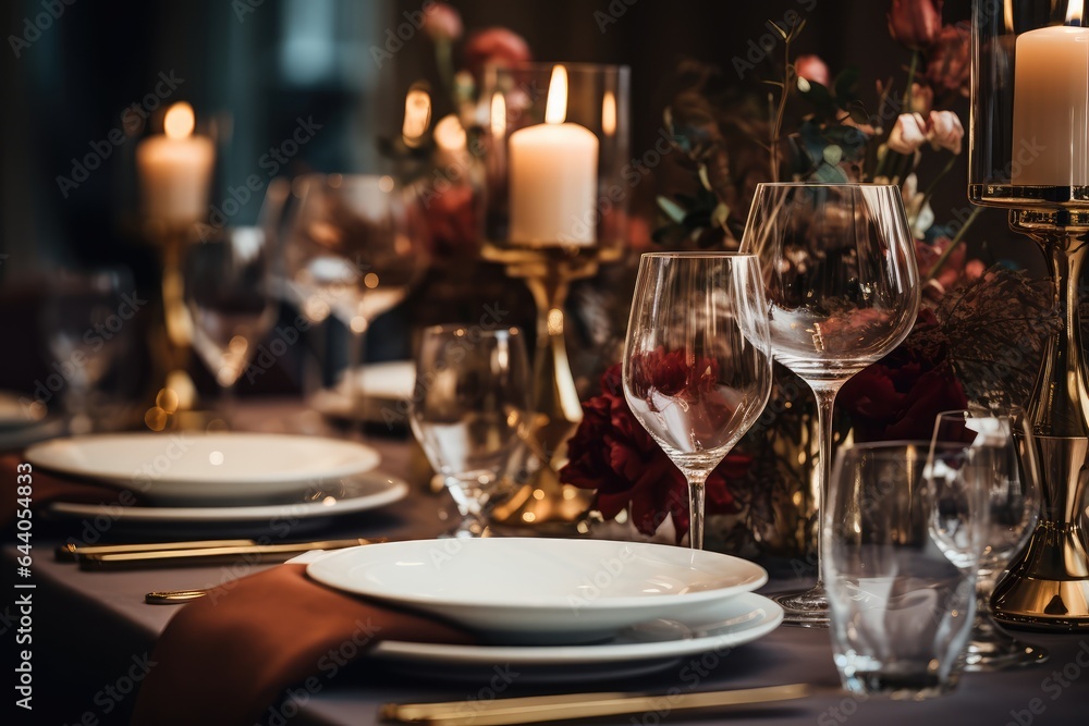 Elegant Dinner Table - Fine Dining - AI Generated