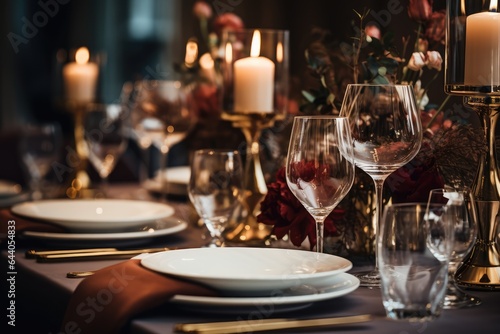Elegant Dinner Table - Fine Dining - AI Generated © Arthur