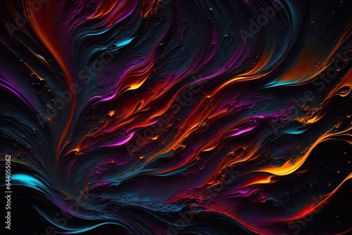 Abstract texture of flow multi vibrant vivid liquid colors. Digital art. Generative AI