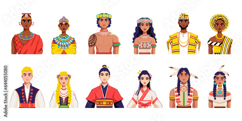 vector cultural diversity cartoon set illustration isolated