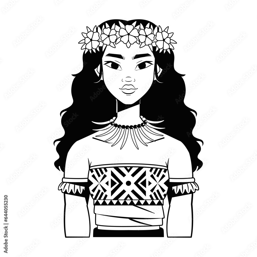 vector oceania native woman cartoon illustration isolated Stock Vector ...