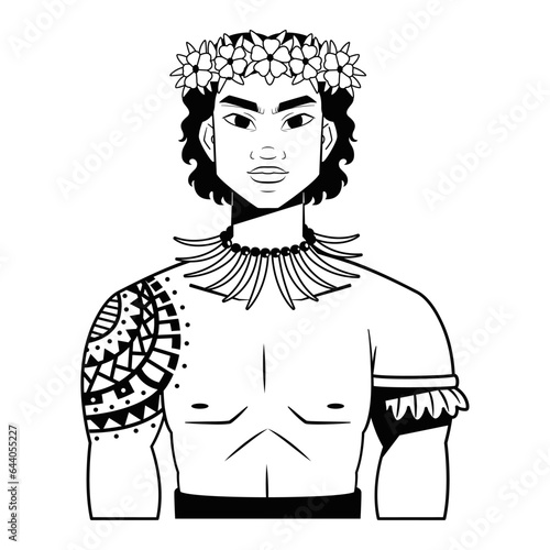 vector oceania native male cartoon illustration isolated
