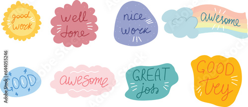 Great job stickers pack Vector illustration.