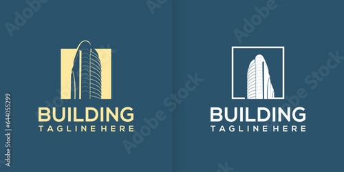 Building logo for construction company, dubai skyscraper logo with modern concept