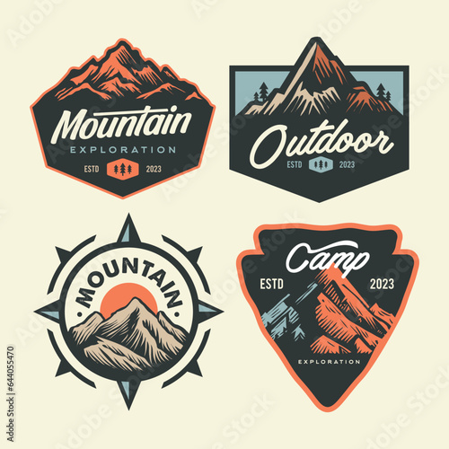 Foto set collection of adventure badge design