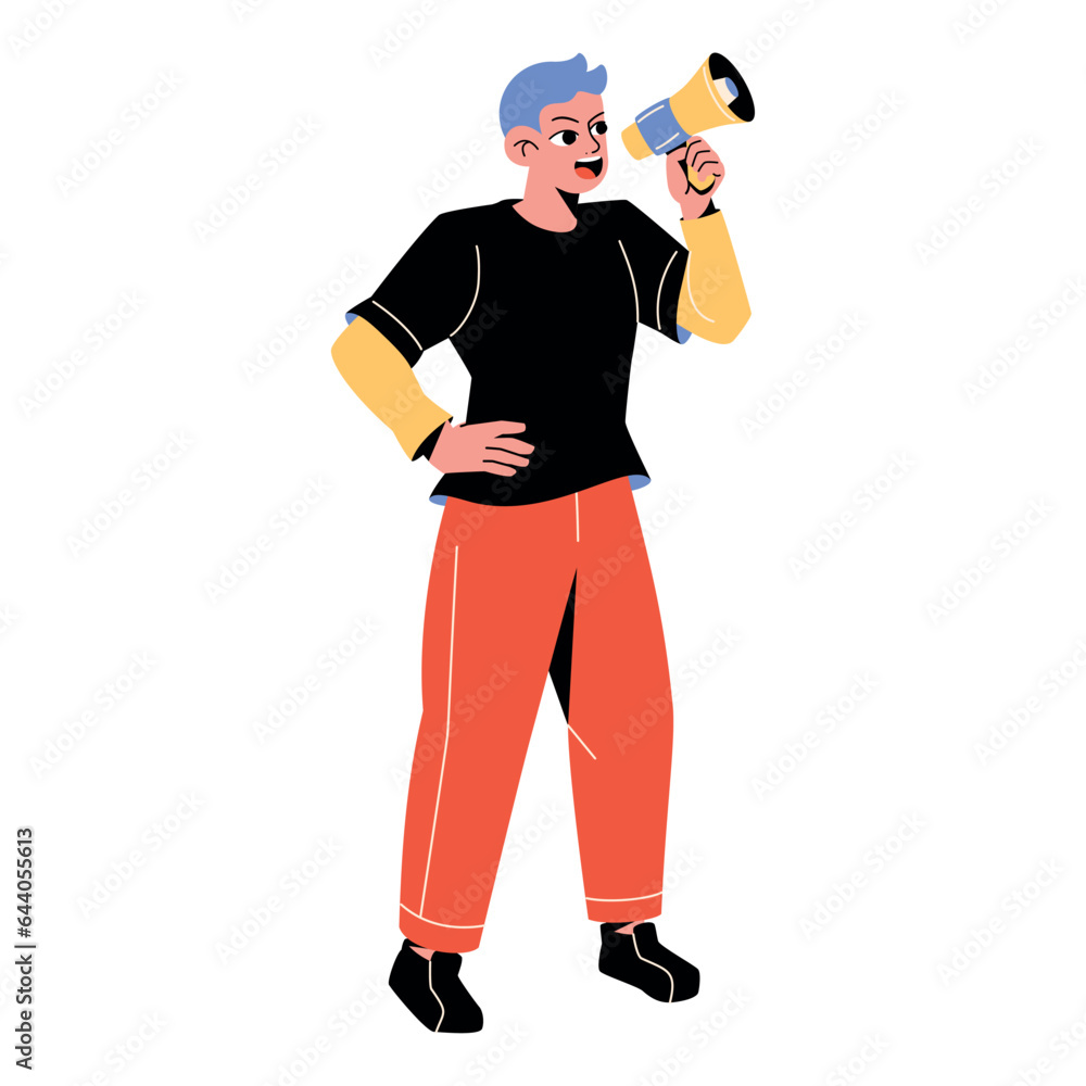 vector protest man megaphone cartoon illustration isolated sticker vector protest man megaphone cartoon illustration isolated sticker