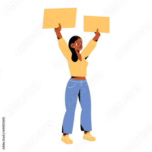 vector protest woman cartoon illustration isolated sticker