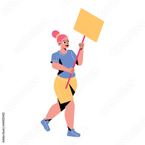 vector protest woman cartoon illustration isolated sticker