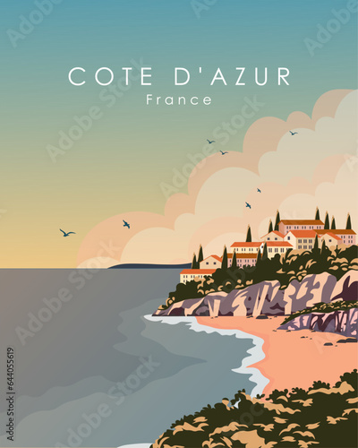 Cote Dazur France travel poster