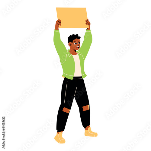 vector protest man cartoon illustration isolated sticker