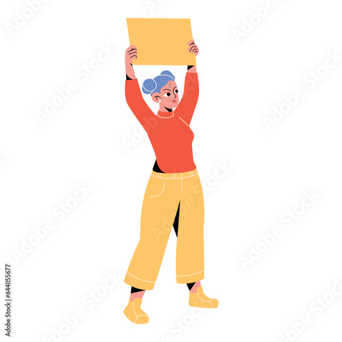 vector protest woman cartoon illustration isolated sticker