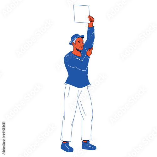 vector protest man cartoon illustration isolated sticker