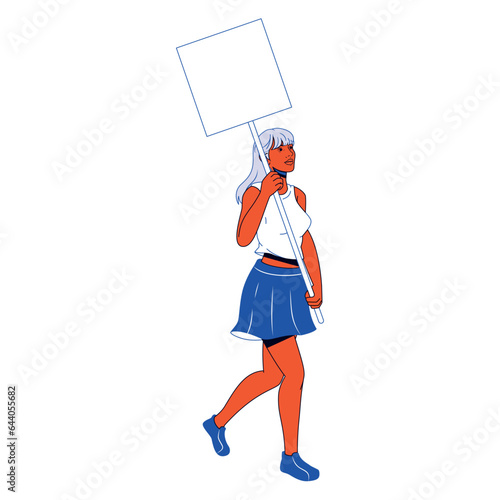 vector protest woman cartoon illustration isolated sticker