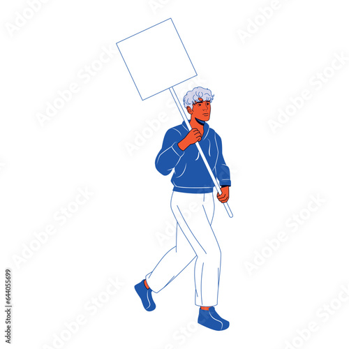 vector protest man cartoon illustration isolated sticker
