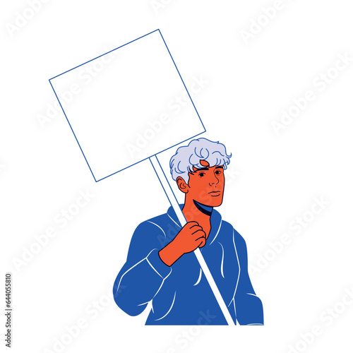 vector protest man cartoon illustration isolated sticker