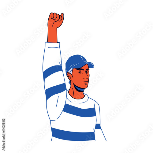 vector protest man cartoon illustration isolated sticker