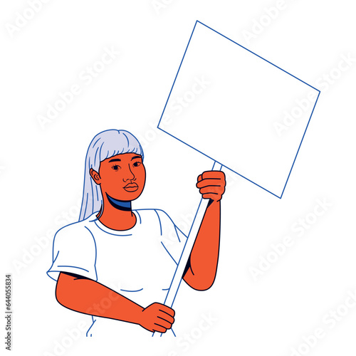vector protest woman cartoon illustration isolated sticker