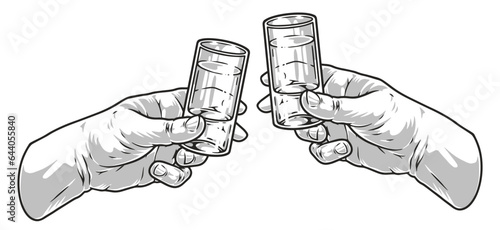 Vodka glasses shots emblem monochrome