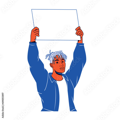 vector protest man cartoon illustration isolated sticker