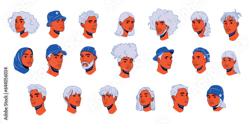 vector people avatars teenage cartoon set illustration isolated