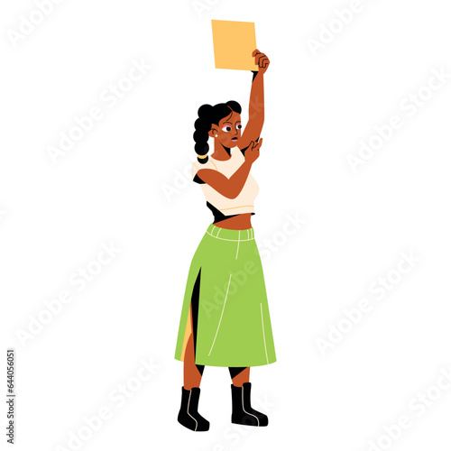 vector protest woman cartoon illustration isolated sticker