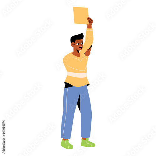 vector protest mancartoon illustration isolated sticker