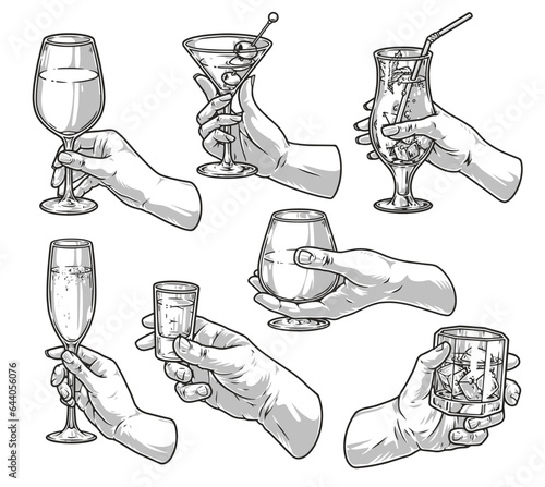 Alcohol in hand set stickers
