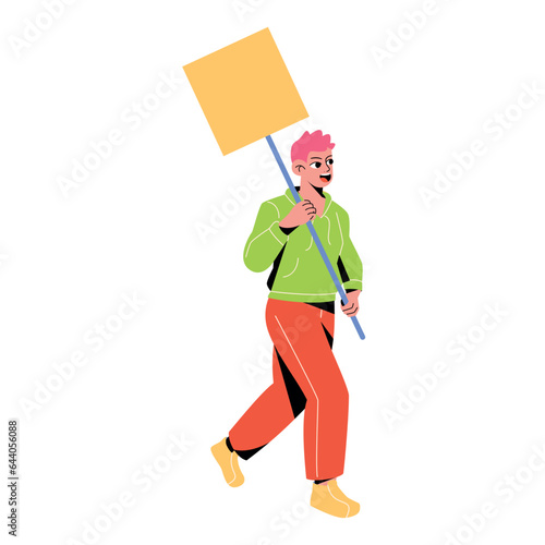 vector protest man cartoon illustration isolated sticker