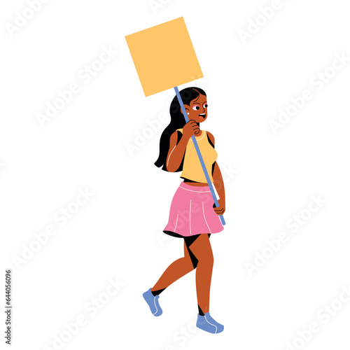 vector protest woman cartoon illustration isolated sticker