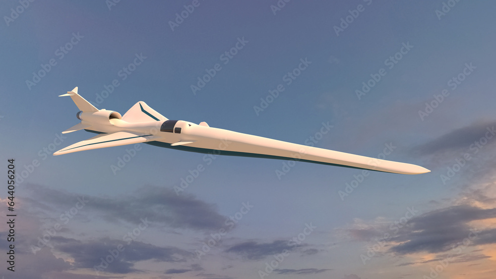 Ilustration of a modern supersonic aircraft - obrazy, fototapety, plakaty 