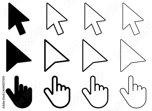 Cursor icons set design. Mouse Arrow Icon collection. Computer mouse click pointer cursor arrow. Vector icon