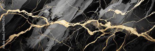 Panel kuchenny z motywem Black, white and gold marble style background