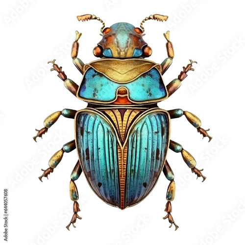 ancient Egypt scarab beetle watercolor, generative AI photo