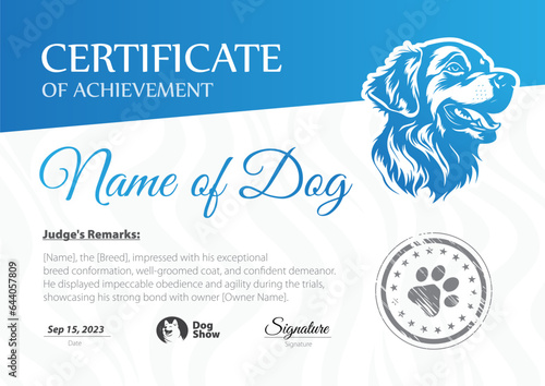 Dog Show Certificate Vector Illustration