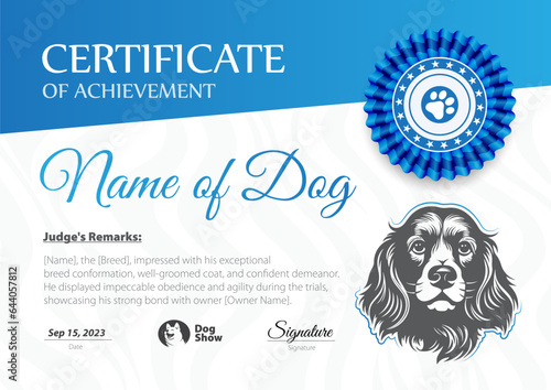 Dog Show Certificate Vector Illustration