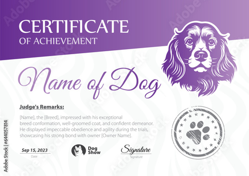 Dog Show Certificate Vector Illustration